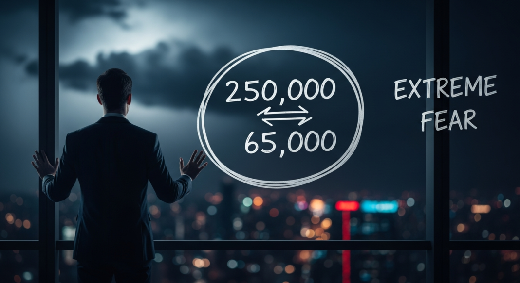 file-121.png-121 Businessman overlooks a city at night with 250,000, 65,000, and