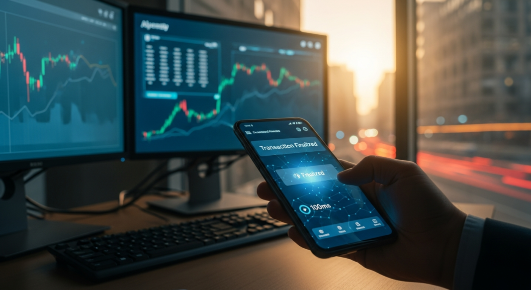 A hand holding a smartphone displaying 