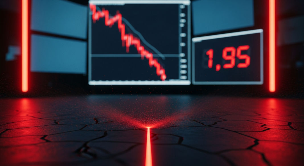 file-59.png-59 A financial market chart showing a sharp decline on a monitor above a cracked, glowing red ground.