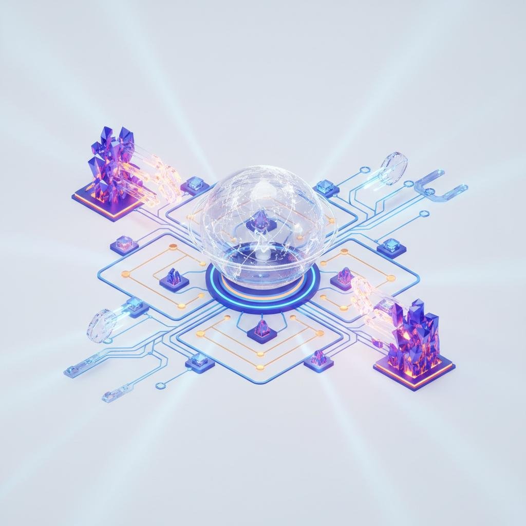 visa-throws-solana-a-lifeline-mainstream-settles-up-on-a-bruised-chain.jpeg Transparent globe on a glowing circuit board with crystalline structures and digital tools.